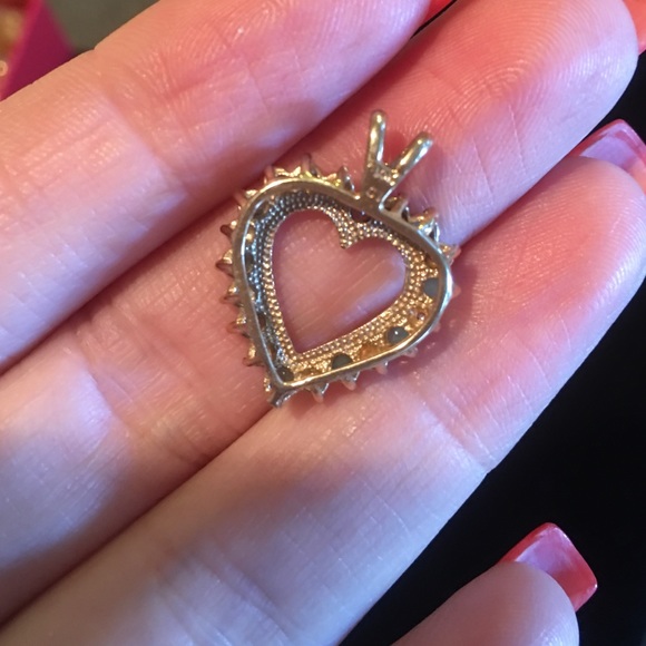 10k Vintage solid gold diamond & emerald pendant - Picture 3 of 3